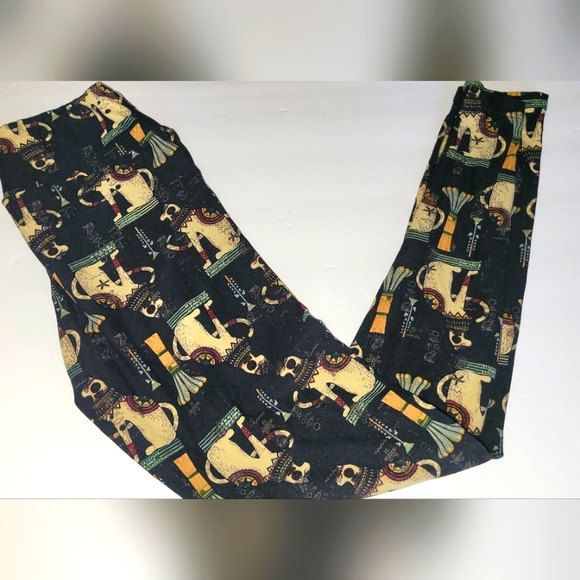 LULAROE BLACK EGYPTIAN CAT OS LEGGINGS NWOT - Picture 2 of 5